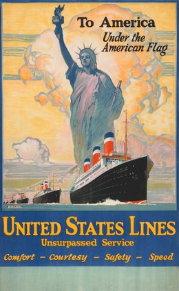 To America – under the American Flag – UNITED STATES LINES – SS Leviathan, Elijah Albert Cox