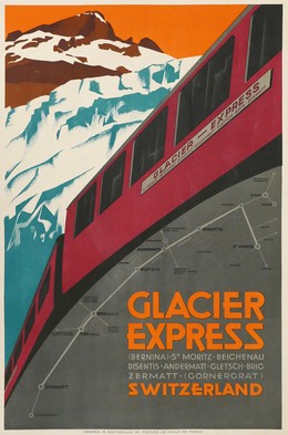 Glacier Express Switzerland (Bernina) – St. Moritz – Reichenau – Disentis – Andermatt – Gletsch – Brig – Zermatt (Gornergrat), Artist unknown